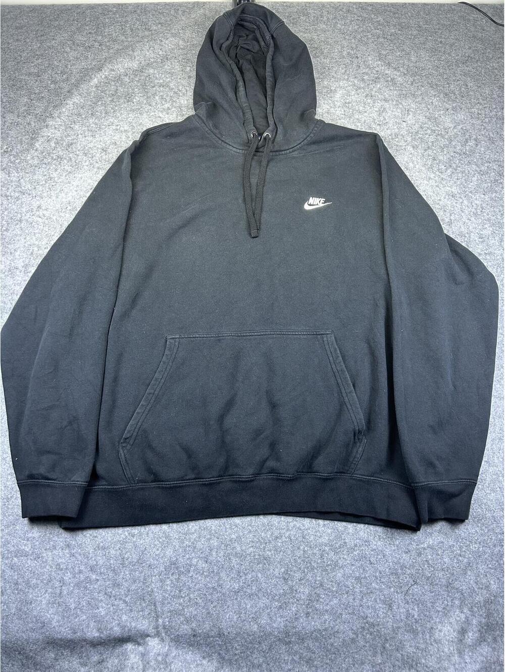 Nike Hoodie Sweatshirt Solo Swoosh Blue Tag Men's Size XXL Black Athletic